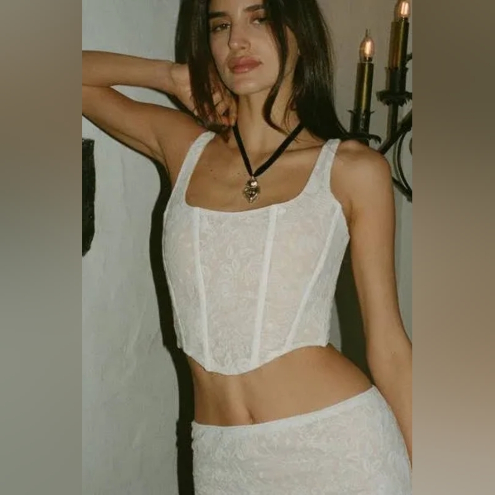 With Jean Cindy Corset Lace Corset Top In Dahlia Xxs Very Gently Used